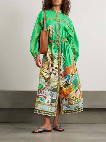 Alémais Lucky Pace printed organic cotton-poplin midi shirt dress