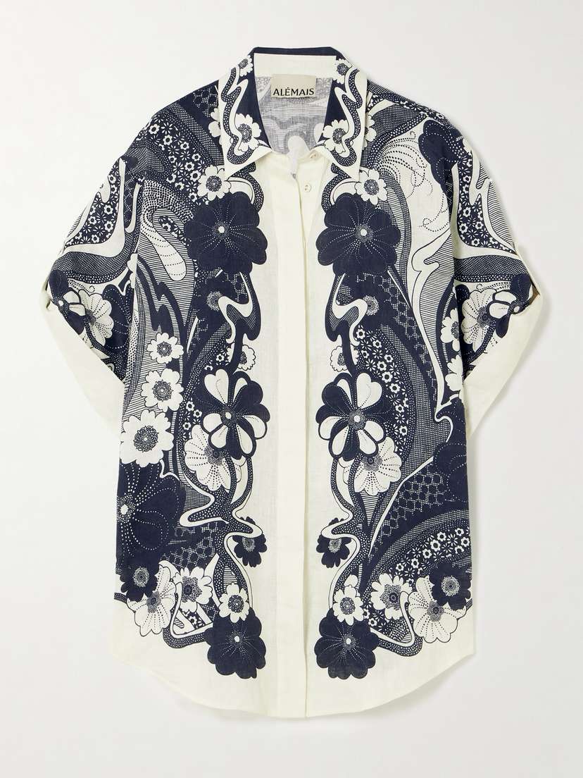 ALEMAIS Mickey Floral-print Linen-gauze Shirt