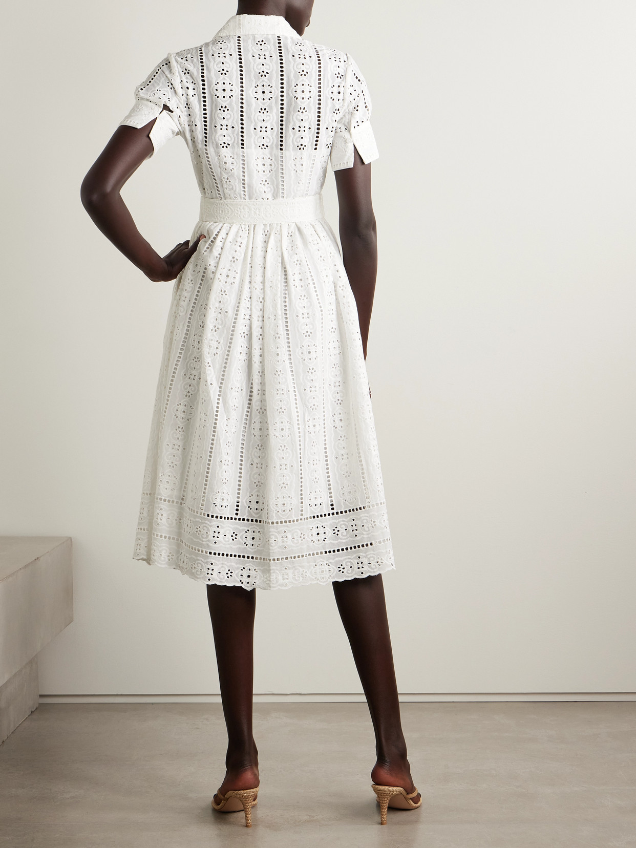 Cara Cara Malena Belted Broderie Anglaise Cotton Midi Dress