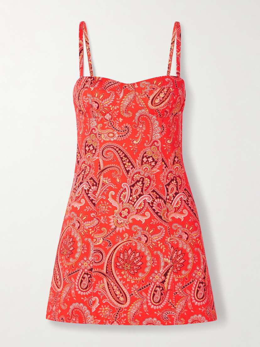 Cara Cara Claudine Paisley-print Denim Mini Dress