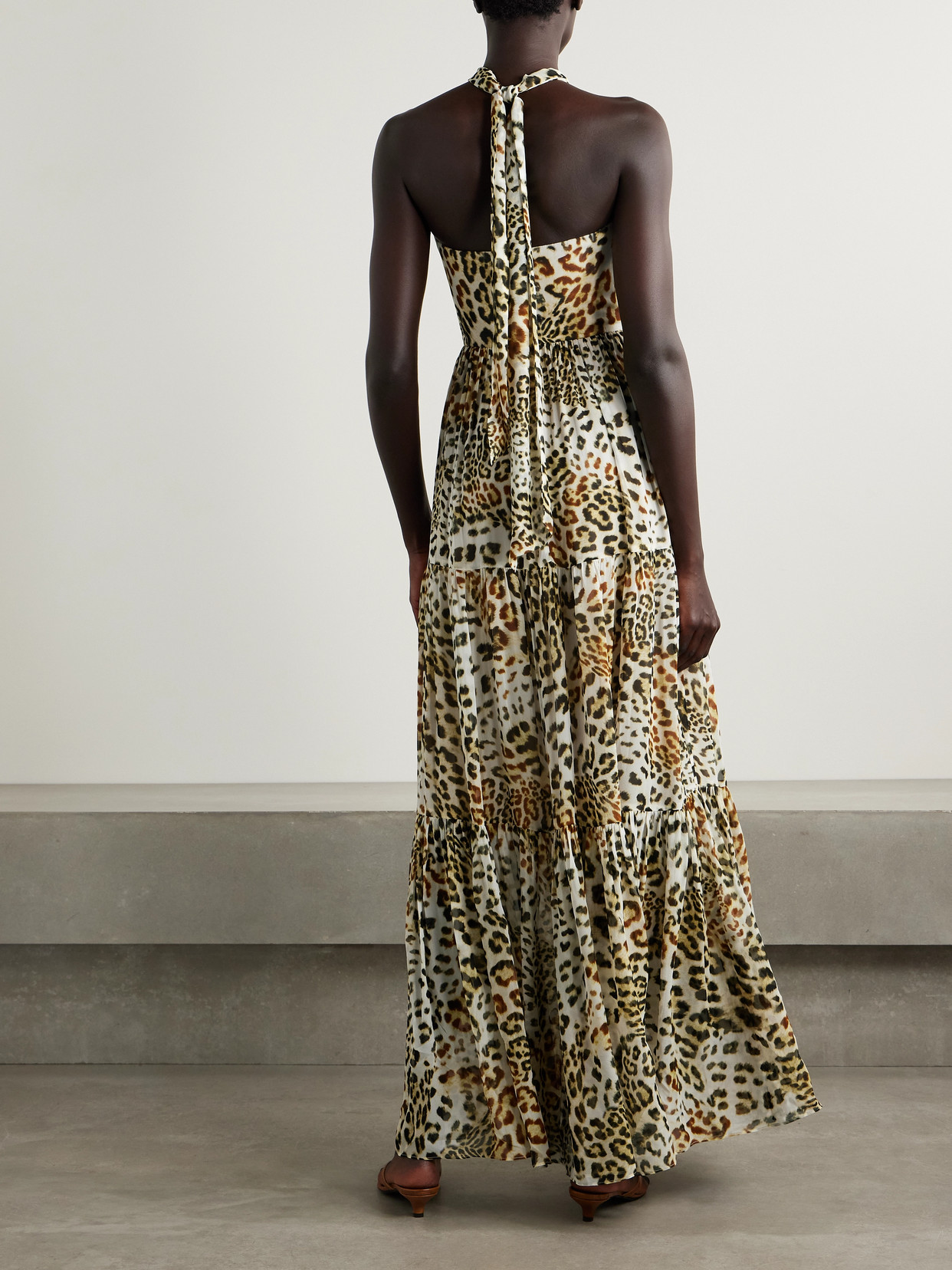 Cara Cara Piana Leopard-print Silk-chiffon Halterneck Maxi Dress