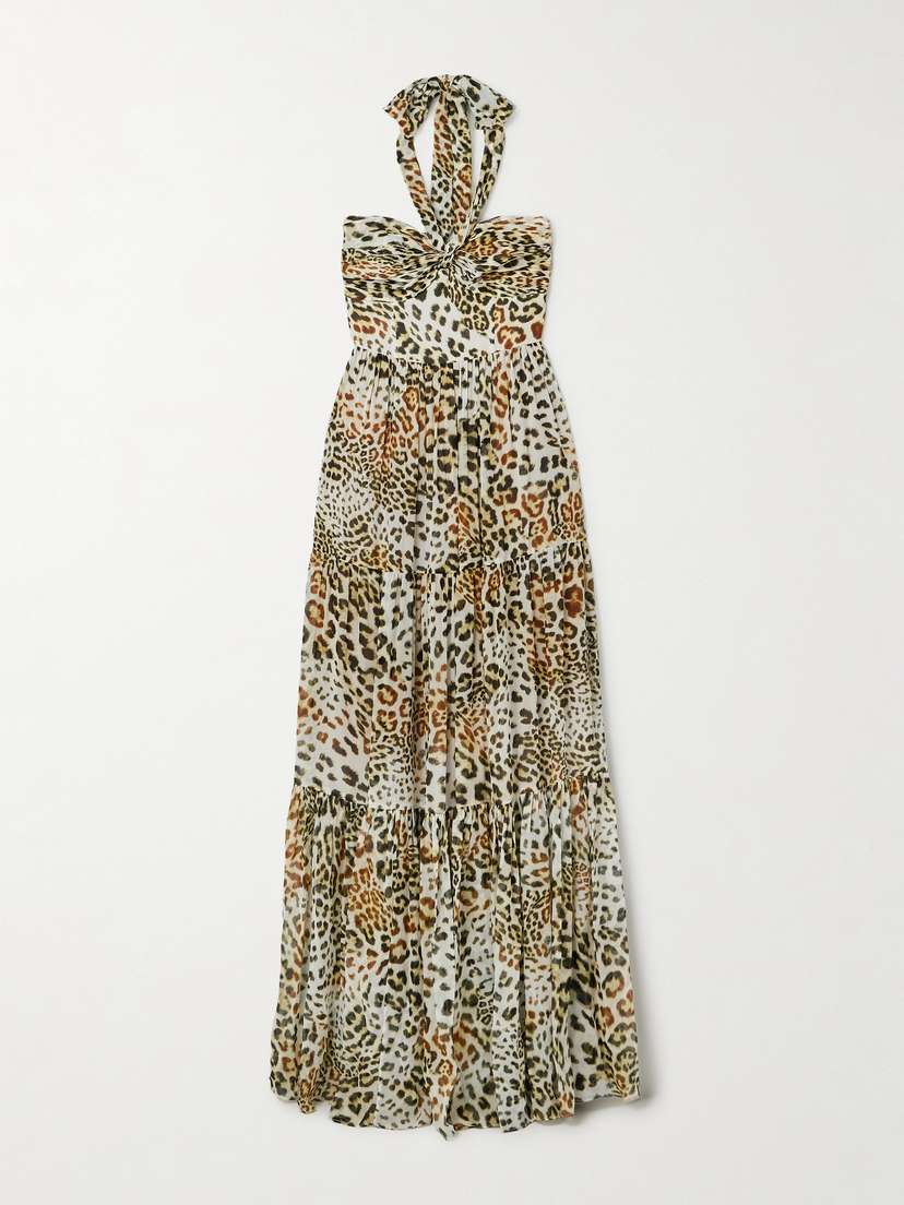 Cara Cara Piana Leopard-print Silk-chiffon Halterneck Maxi Dress