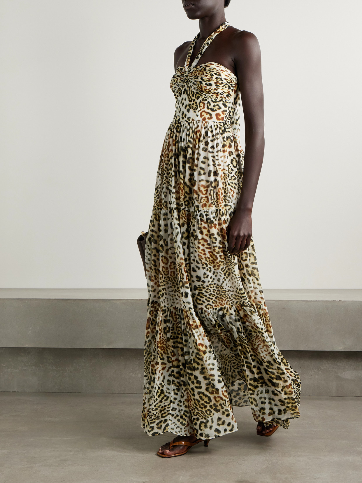 Cara Cara Piana Leopard-print Silk-chiffon Halterneck Maxi Dress