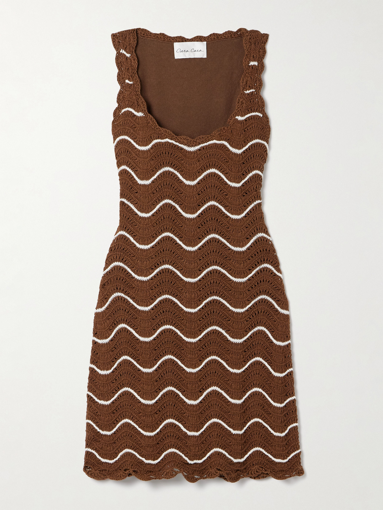 Cara Cara Orel Scalloped Striped Cotton Mini Dress