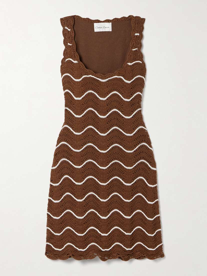 Cara Cara Orel Scalloped Striped Cotton Mini Dress