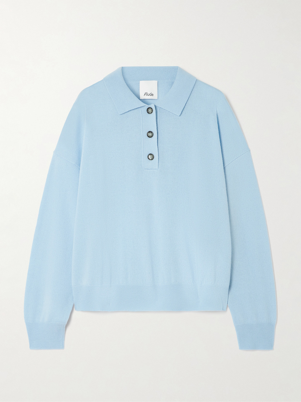 Allude Wool And Cashmere-blend Polo Sweater In Blue