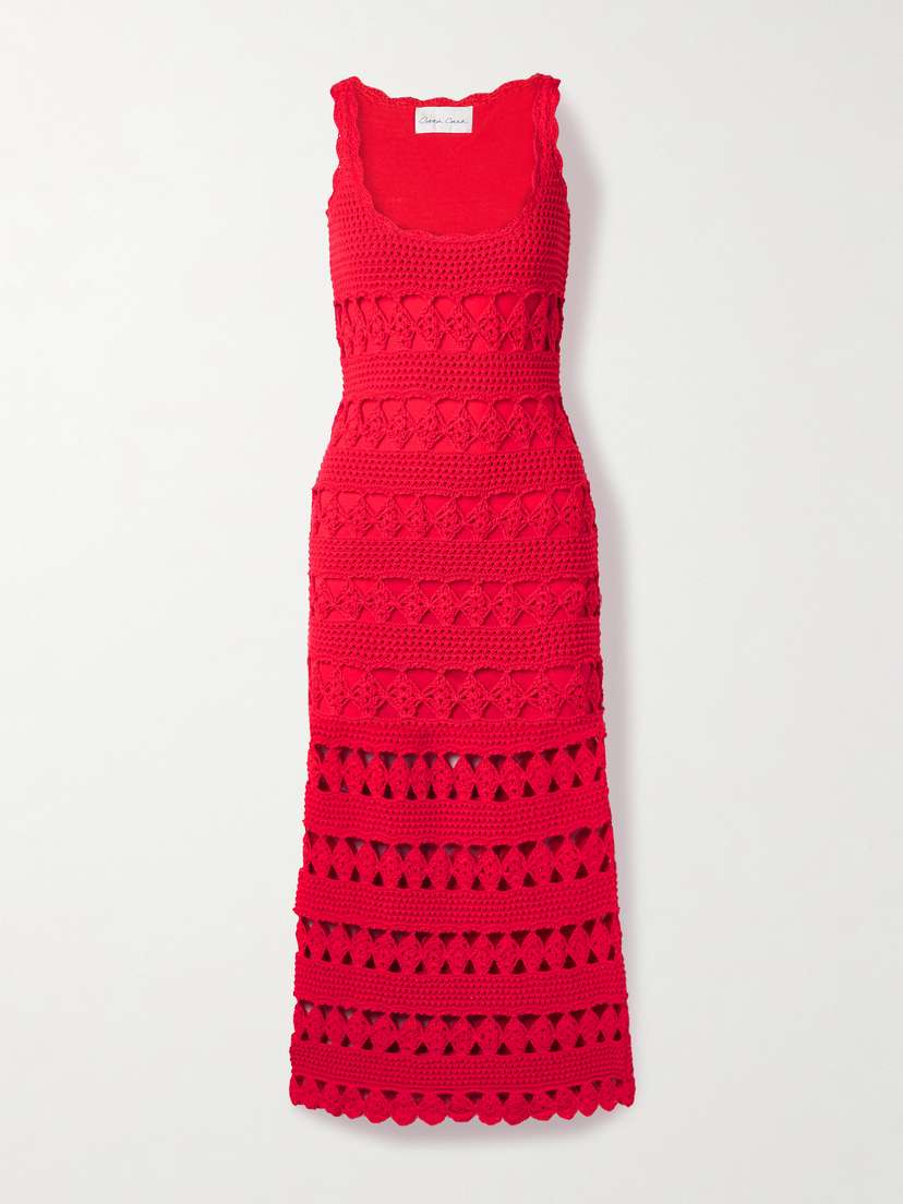Cara Cara Joan Crocheted Cotton Midi Dress