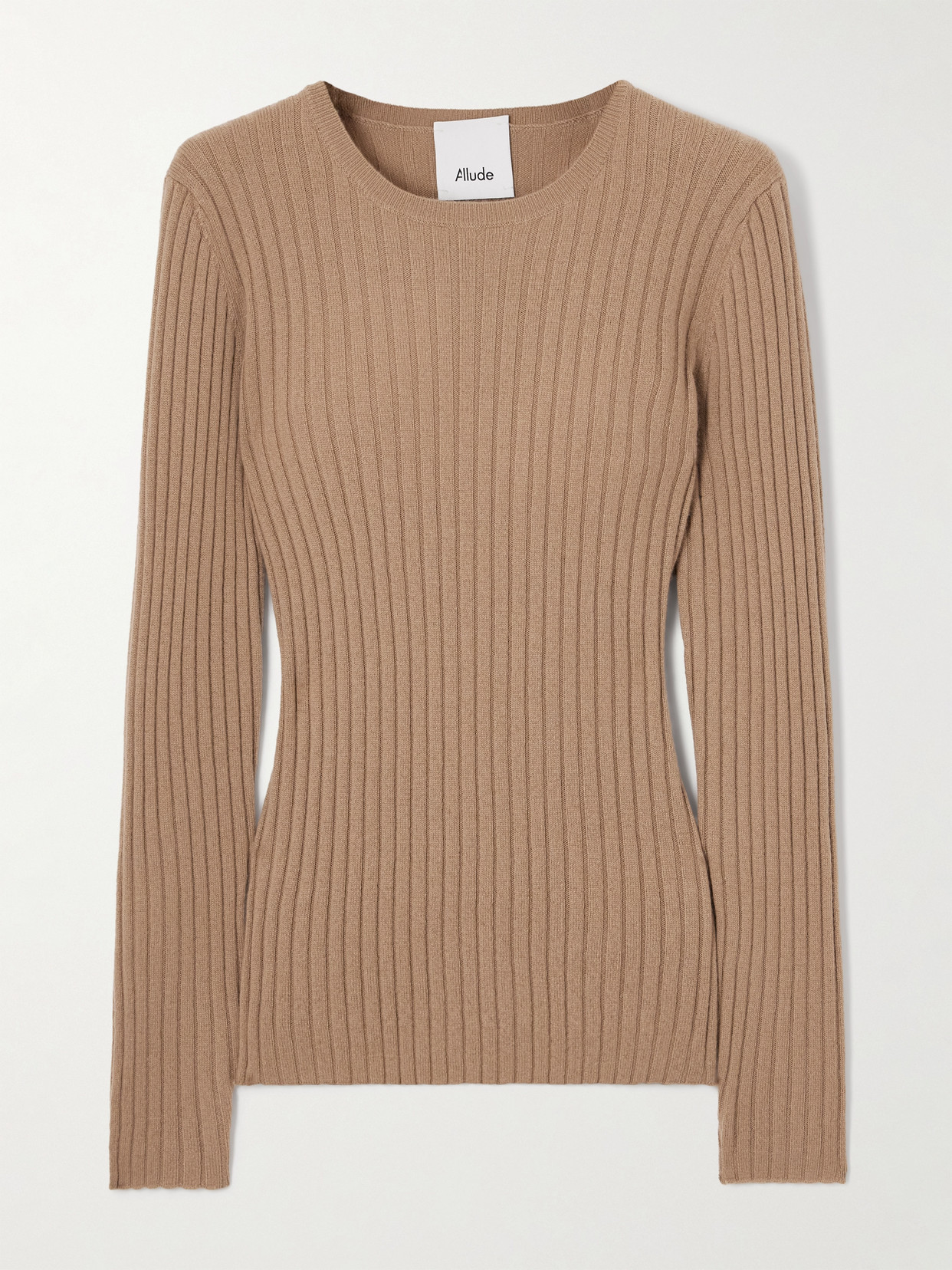 Allude Ribbed Cashmere Sweater In Brown