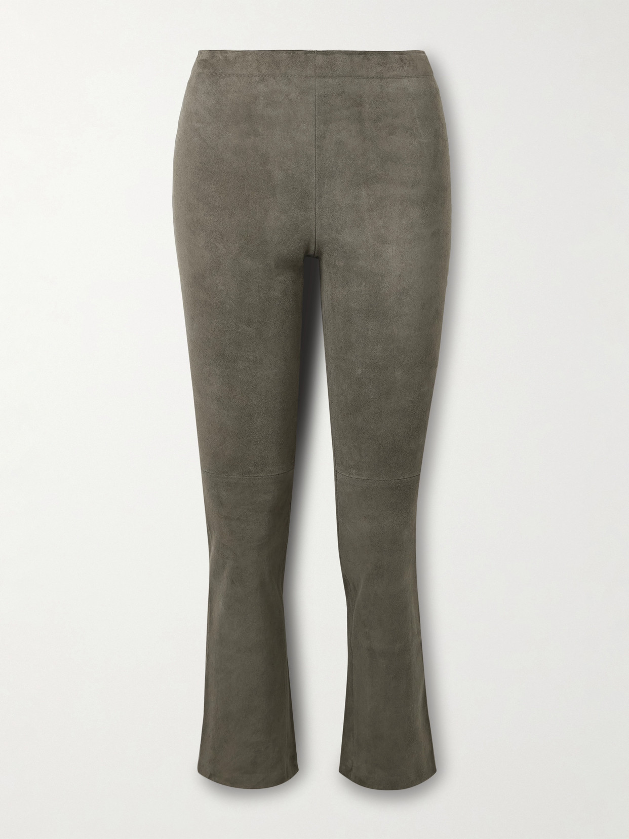 Stouls Jp Twenty Cropped Suede Flared Leggings In Gray