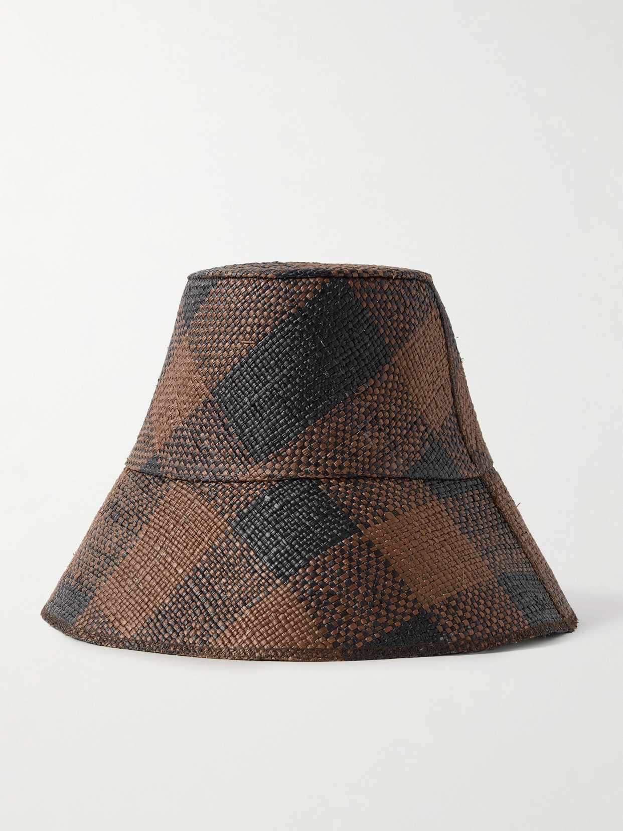 Johanna Ortiz + Artesano Heaven And Earth Checked Straw Bucket Hat