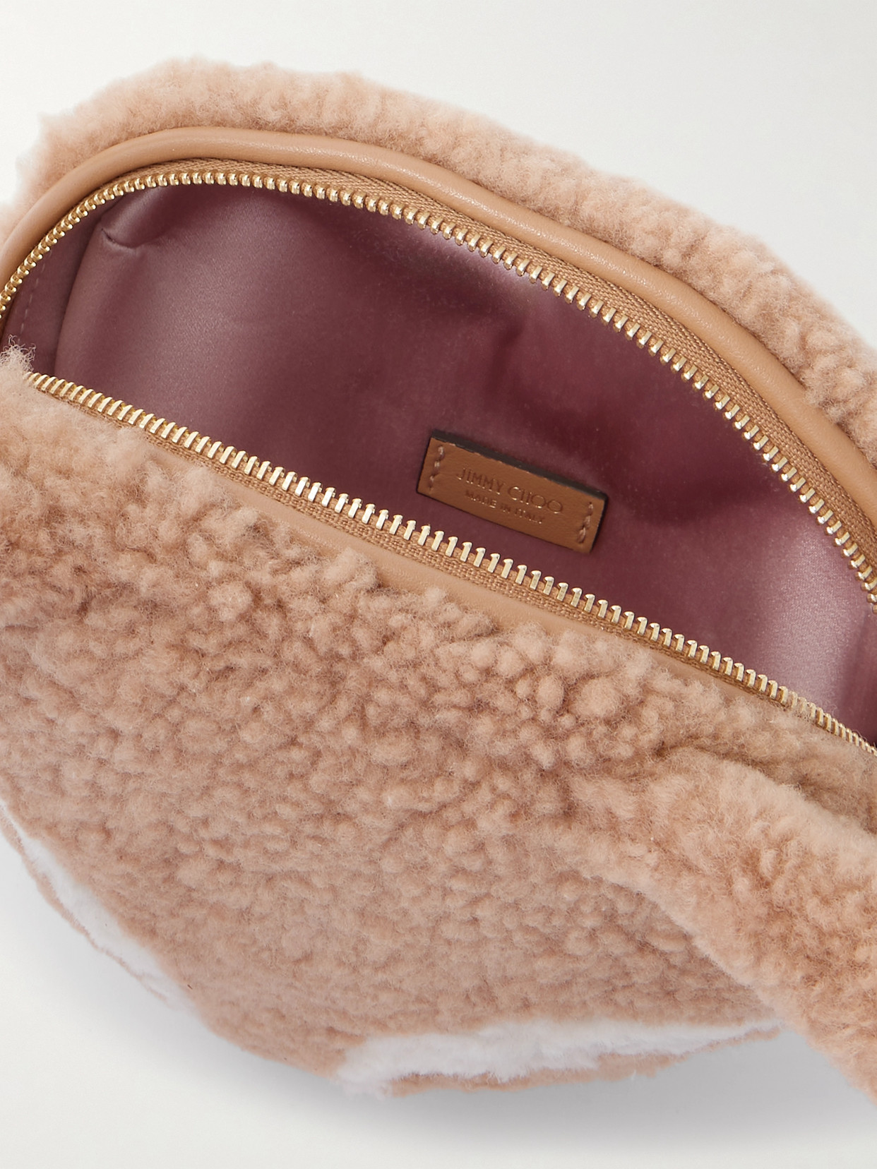 Jimmy Choo Fox Leather-trimmed Shearling Shoulder Bag In Brown