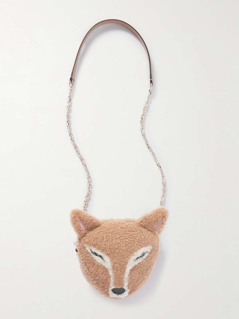 Jimmy Choo Fox Leather-trimmed Shearling Shoulder Bag