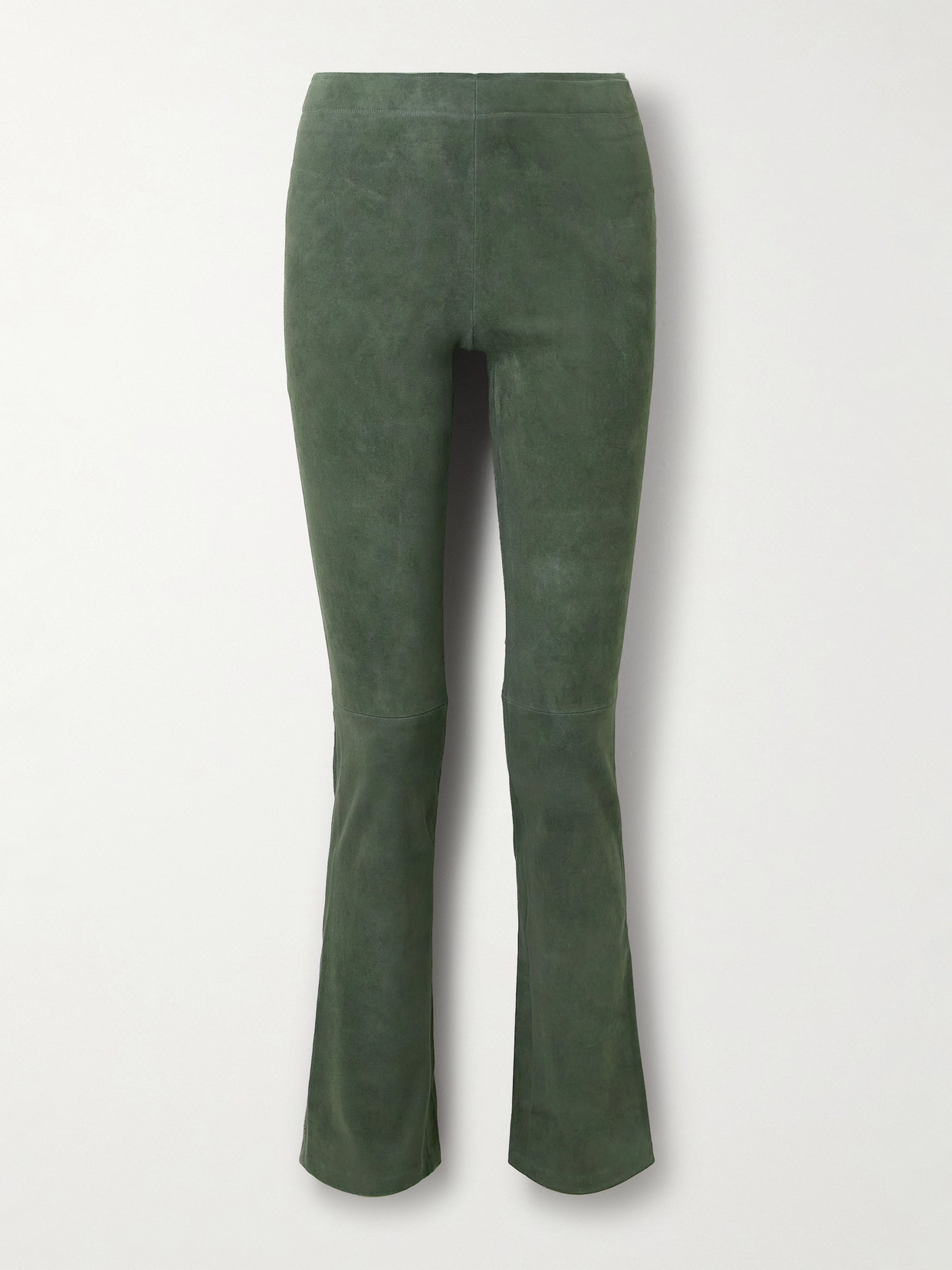 Stouls Jp Paneled Suede Flared Pants In Green