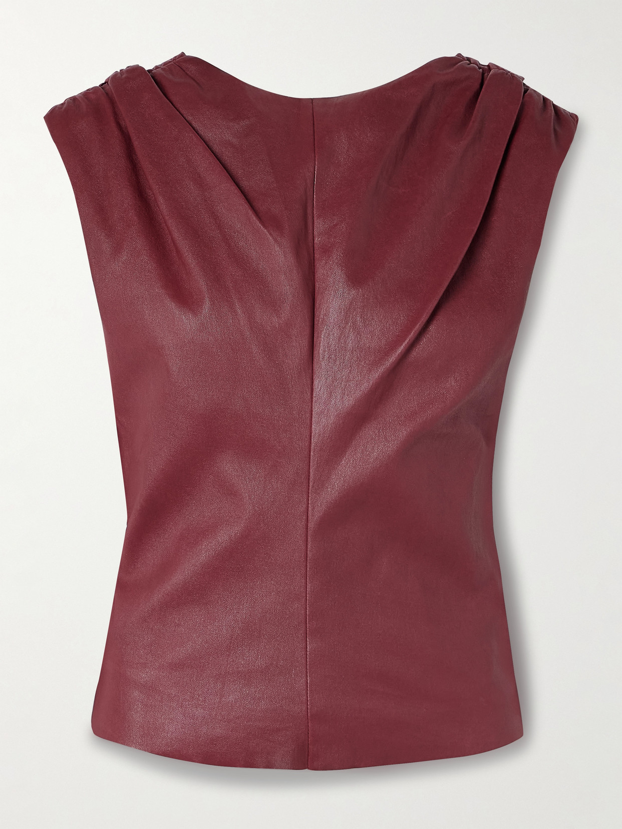 Stouls Dolores Gathered Leather Top In Burgundy