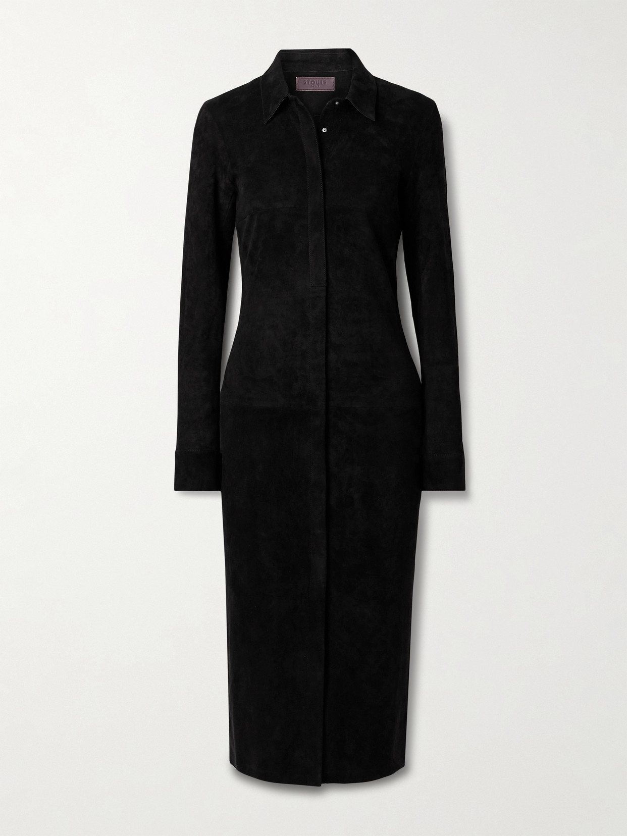 Stouls Becky Suede Midi Shirt Dress In Black