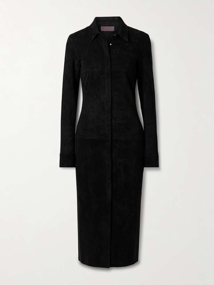 STOULS Becky Suede Midi Shirt Dress