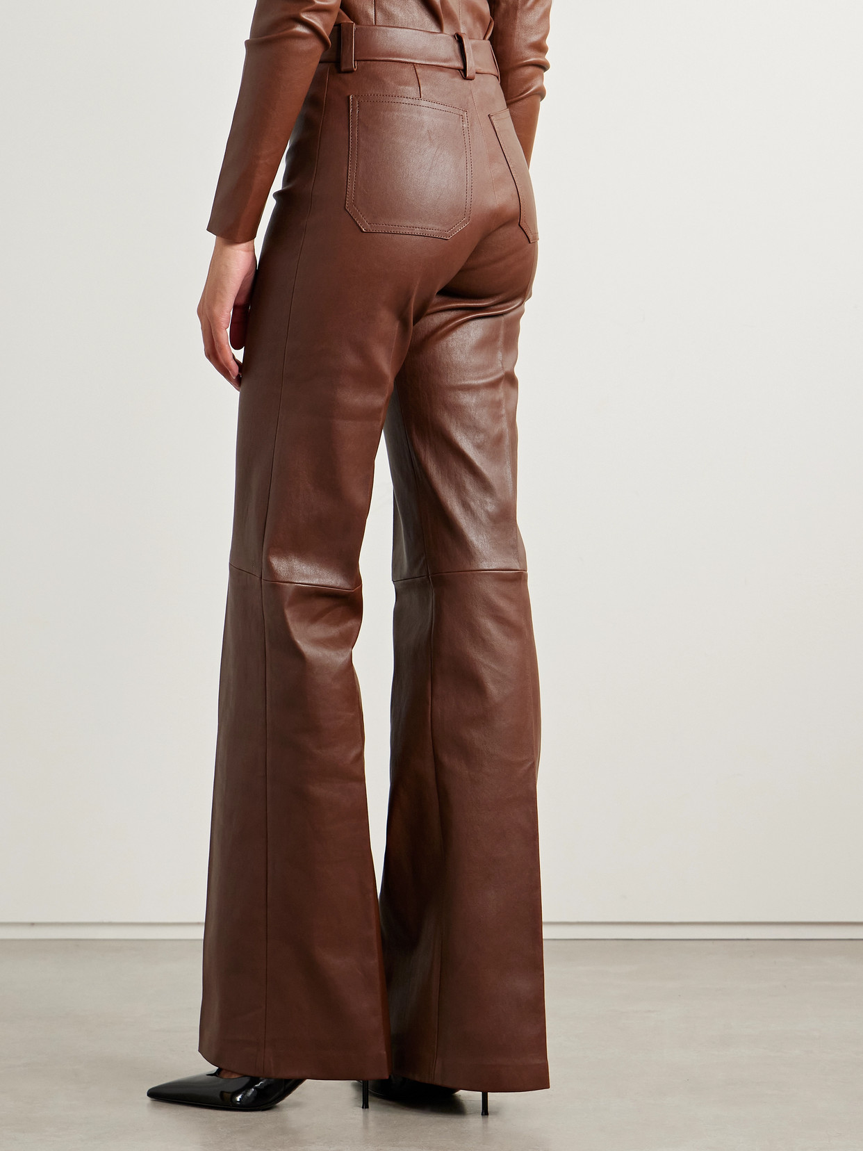 Stouls Lizzy Leather Flared Pants In Brown