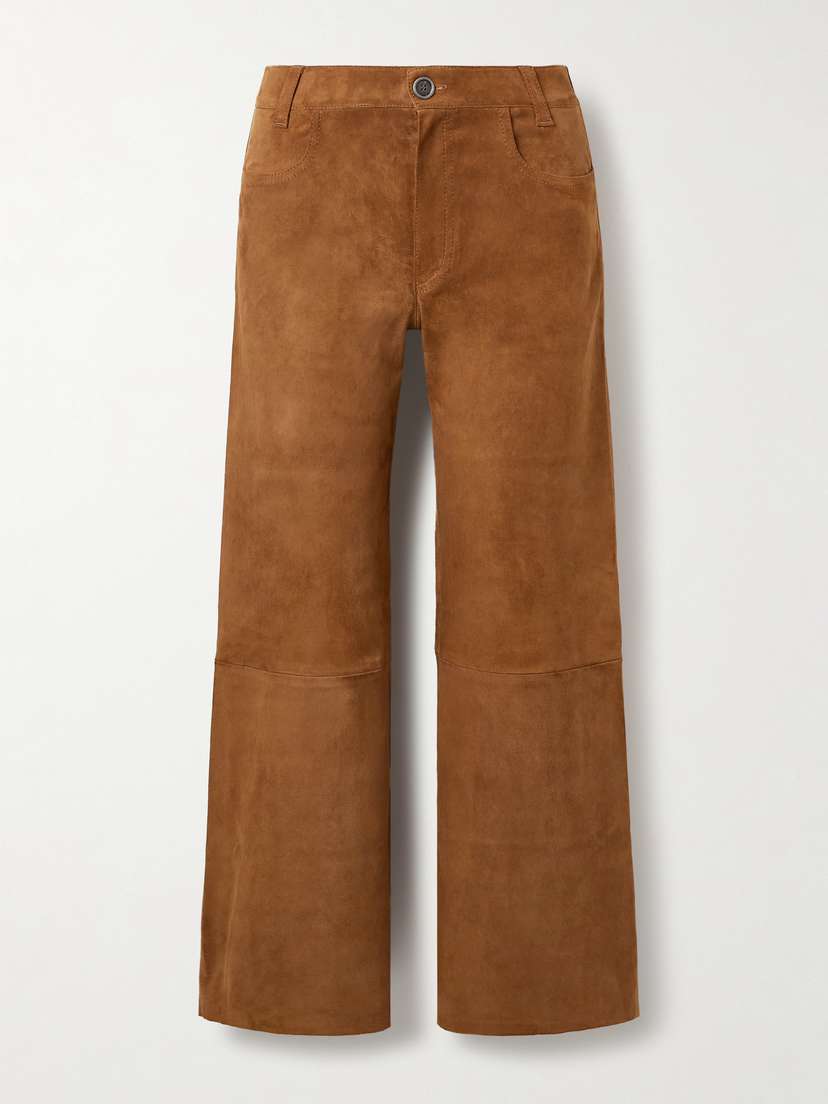 STOULS Lilou Cropped Suede Wide-leg Pants