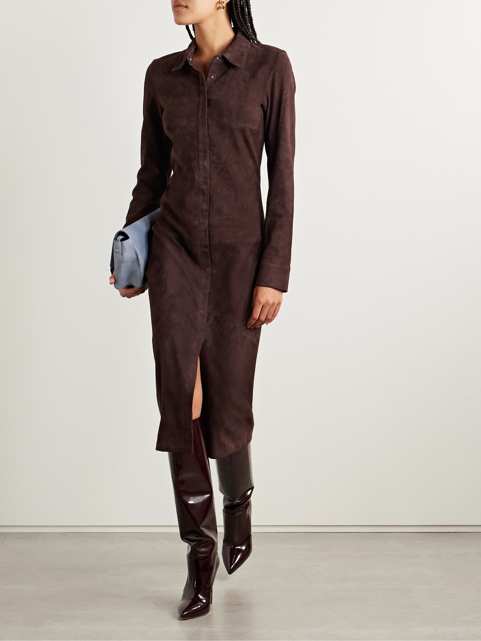 Stouls Becky suede midi shirt dress