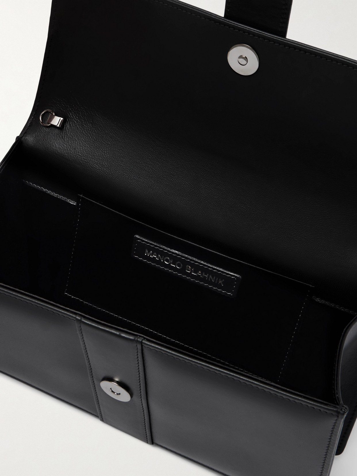 Manolo Blahnik Maycap Buckled Leather Clutch In Black