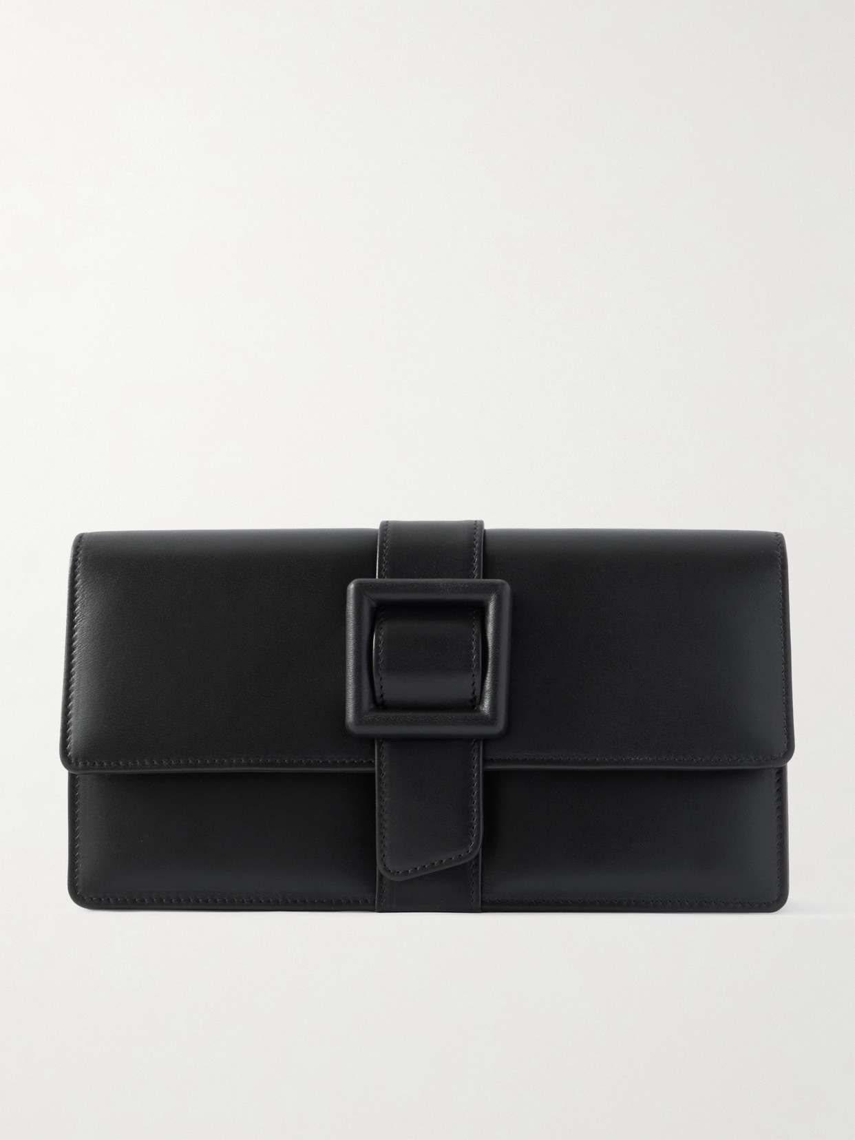 Manolo Blahnik Maycap Buckled Leather Clutch In Black