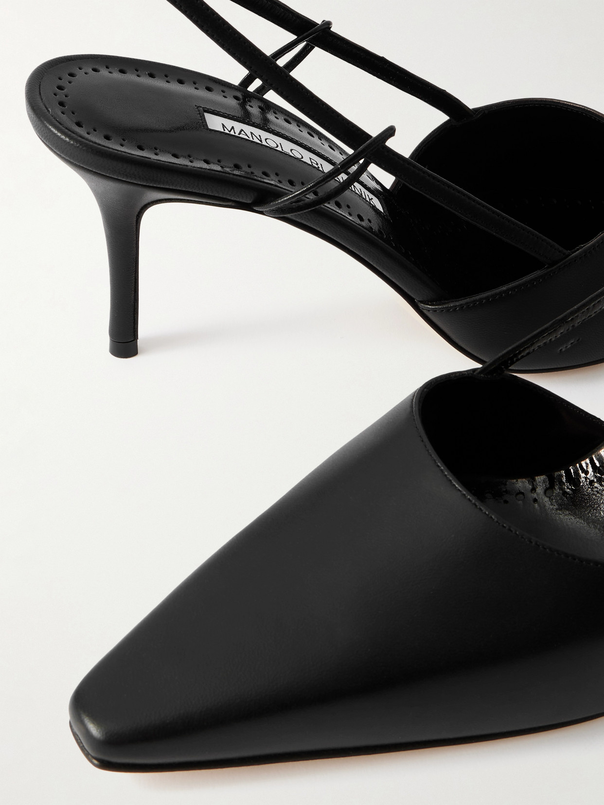 Manolo Blahnik Touki 70 Leather Slingback Pumps In Black