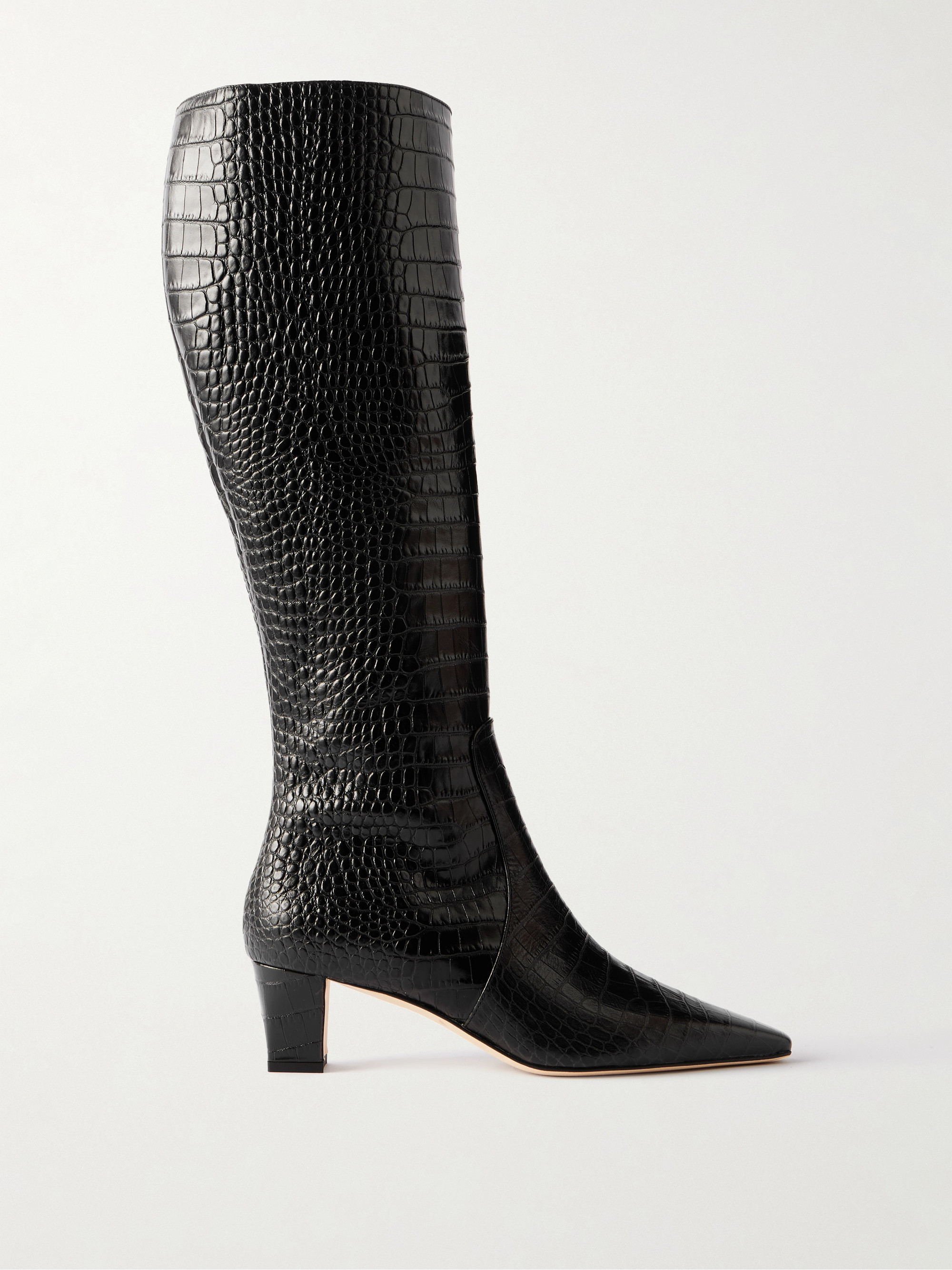 MANOLO BLAHNIK - Penelope 50 croc-effect leather knee boots | Plush