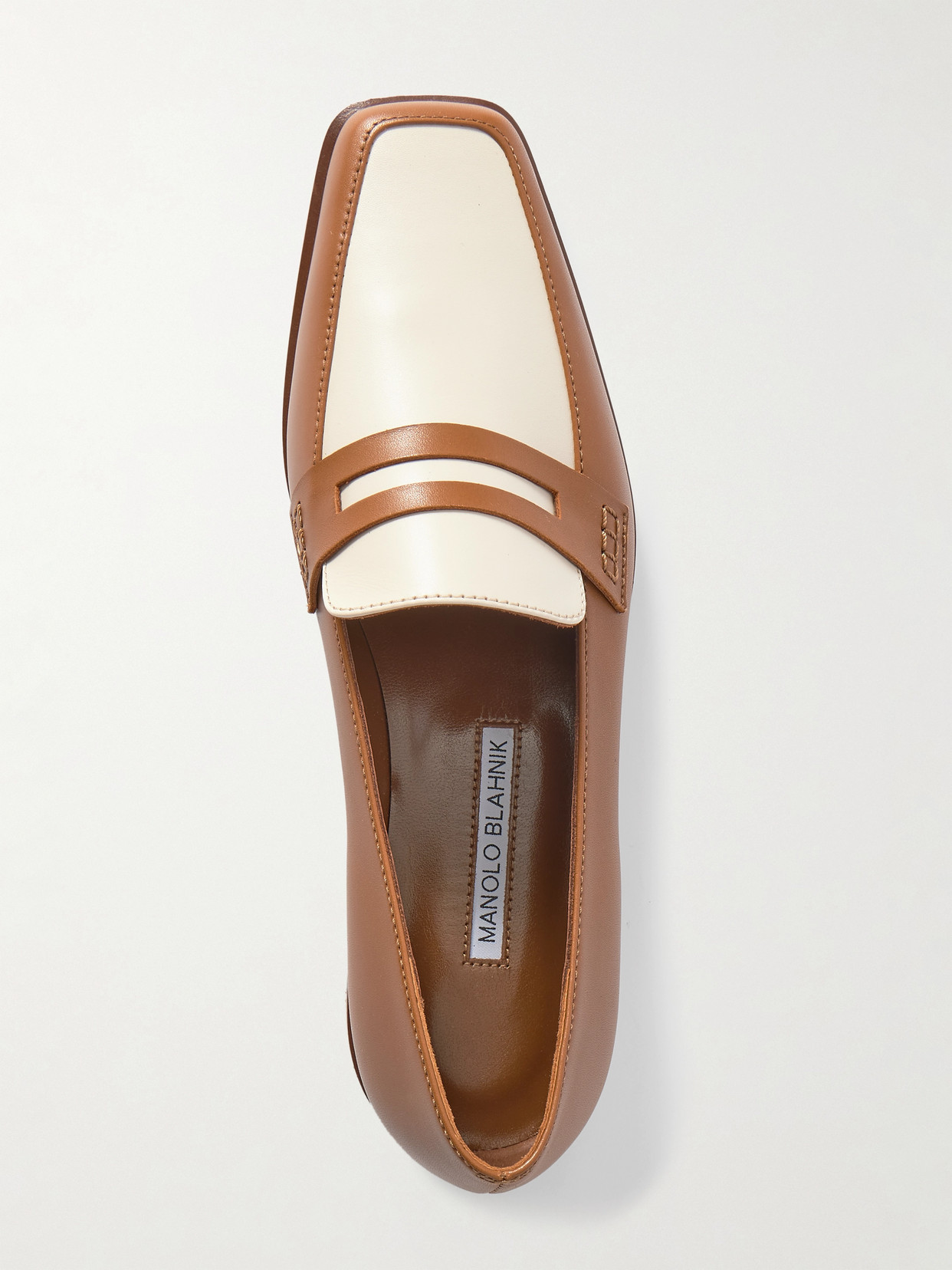 Manolo Blahnik Polonoff Two-tone Leather Loafers In Brown