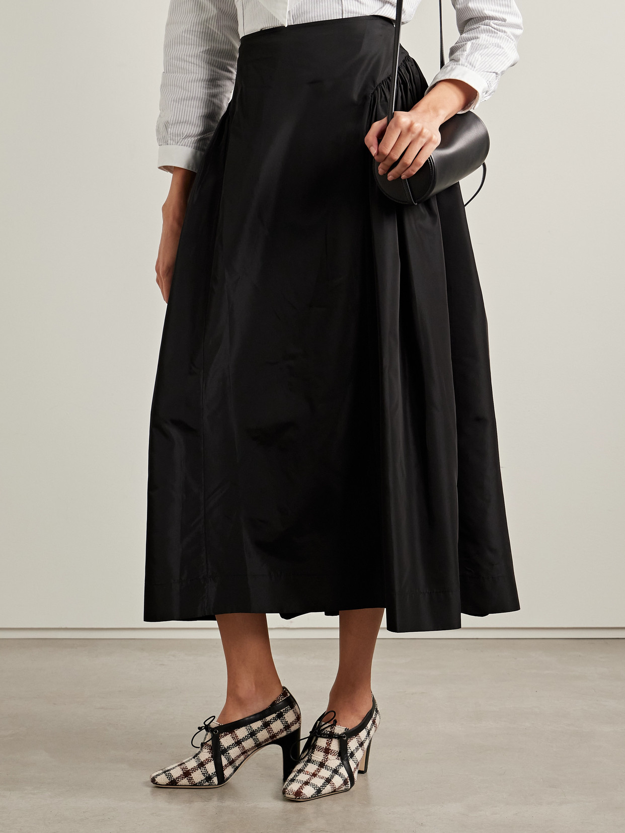 Manolo Blahnik Stagira 90 Leather-trimmed Checked Tweed Pumps In White