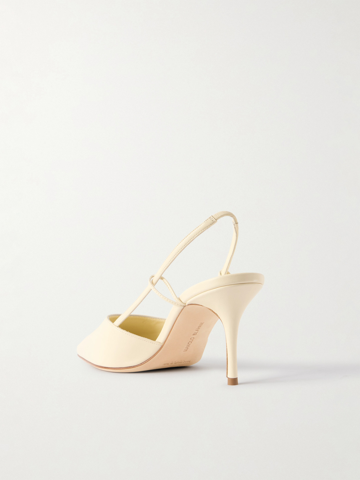 Manolo Blahnik Touki 70 Leather Slingback Pumps In White