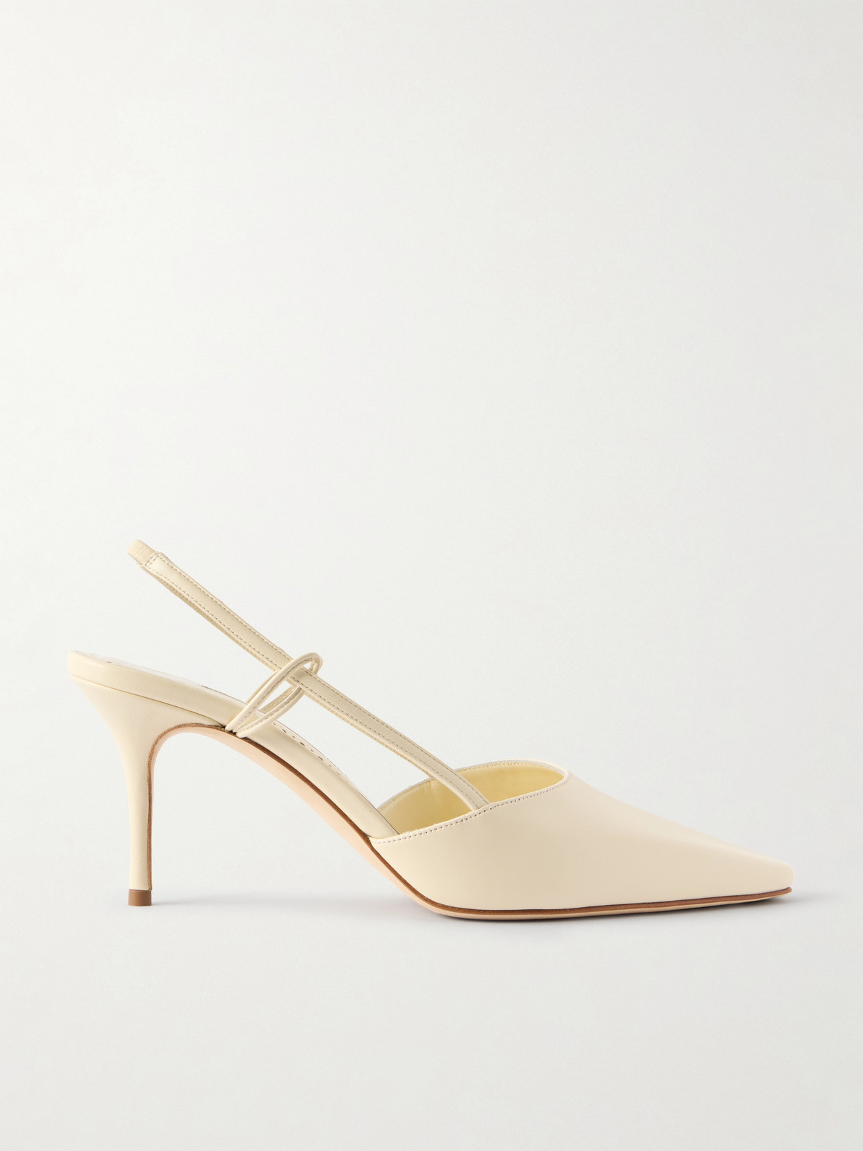 Manolo Blahnik Touki 70 Leather Slingback Pumps In White
