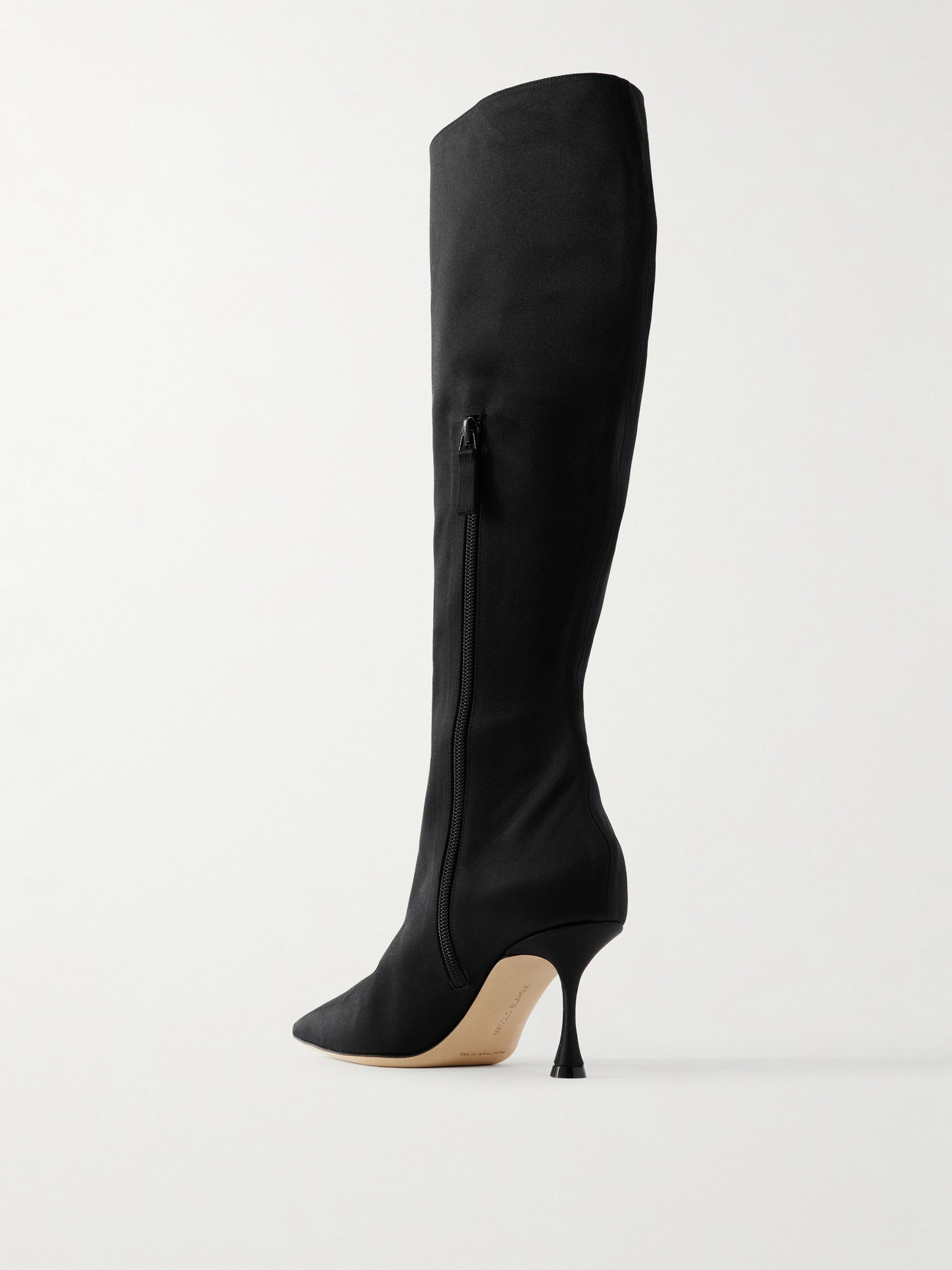Manolo Blahnik Menki 70 Embroidered Satin Knee Boots In Black