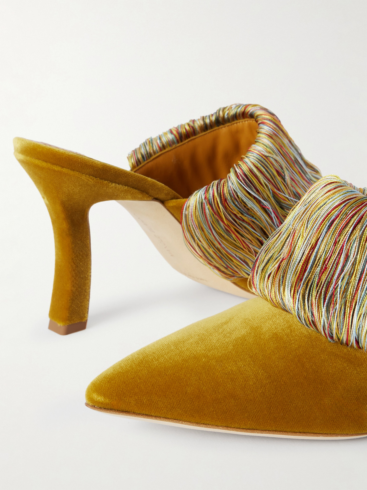 Manolo Blahnik Caldean 90 Fringed Velvet Pumps In Brown