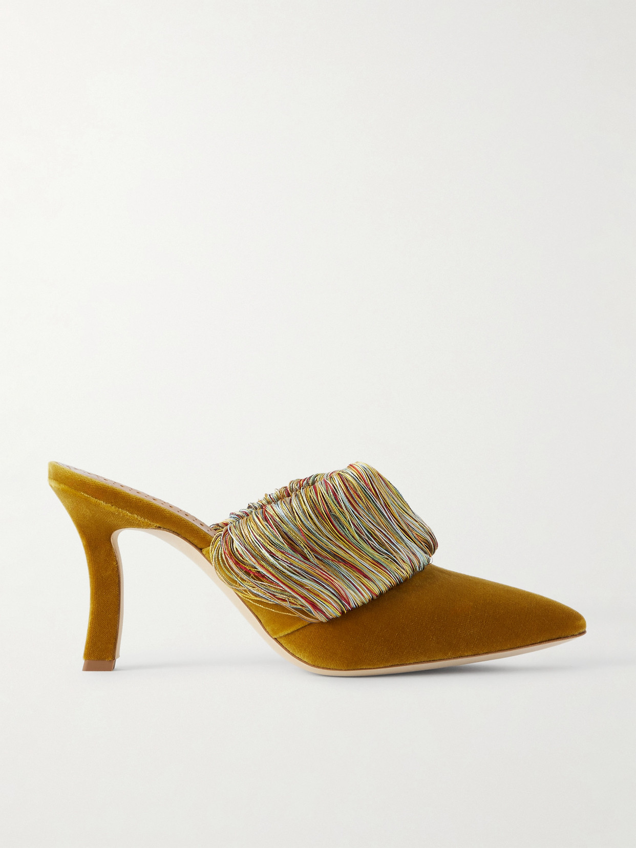 Manolo Blahnik Caldean 90 Fringed Velvet Pumps In Yellow