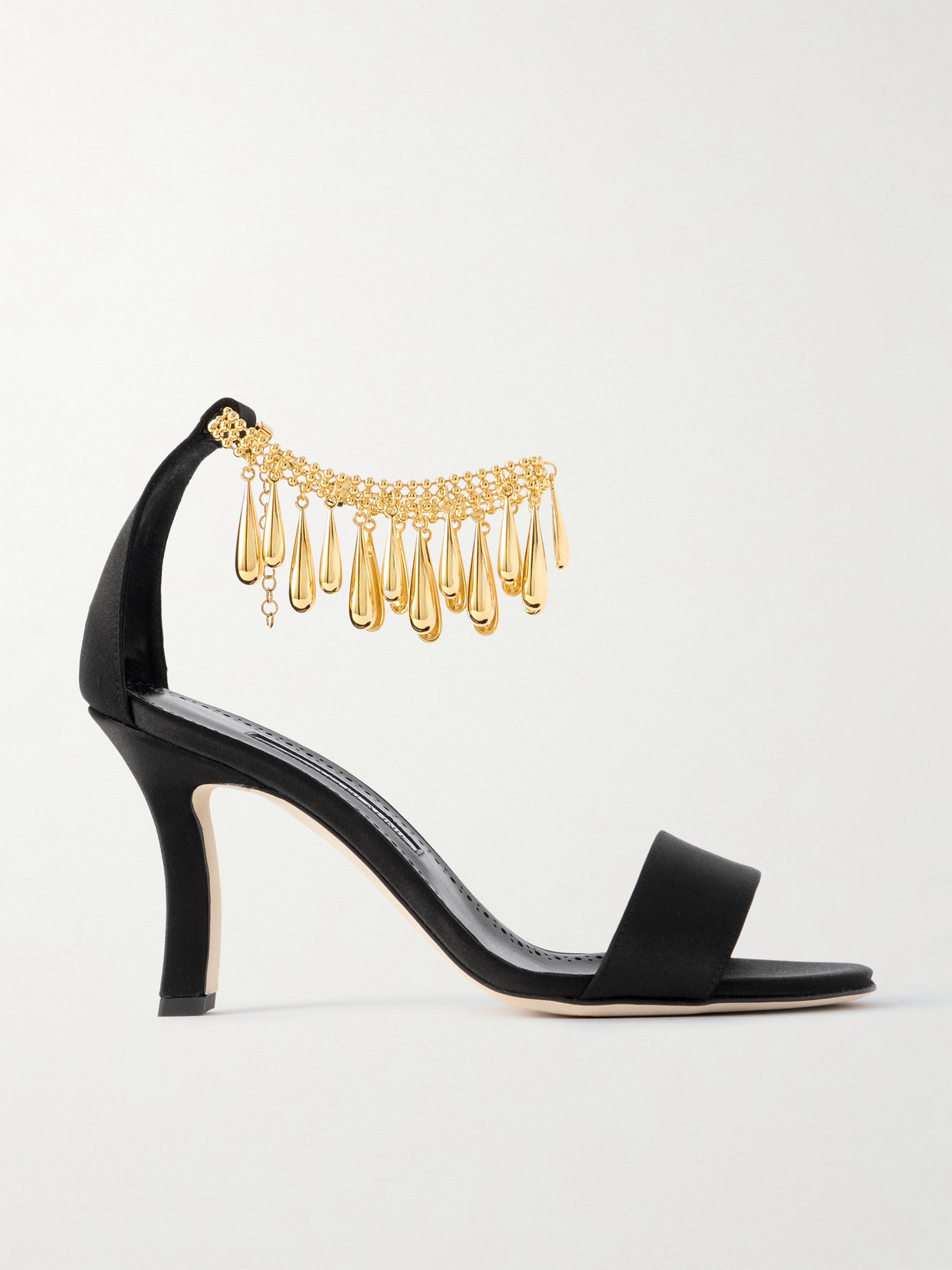 Manolo Blahnik Nicusan 90 Embellished Satin Sandals In Black
