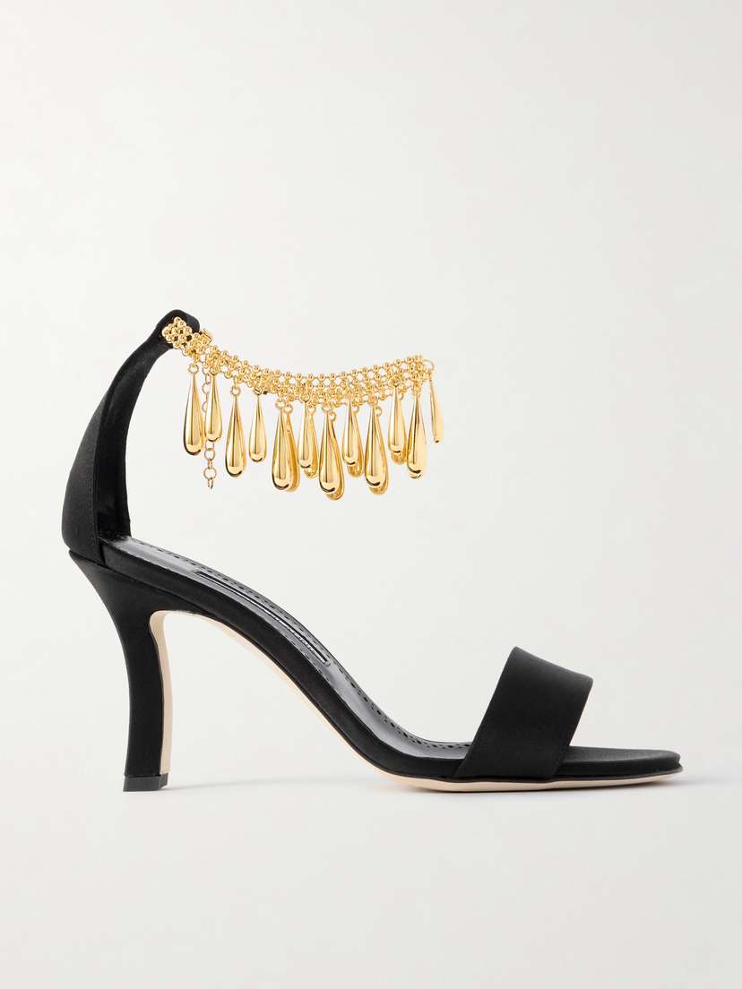 Manolo Blahnik Nicusan 90 Embellished Satin Sandals