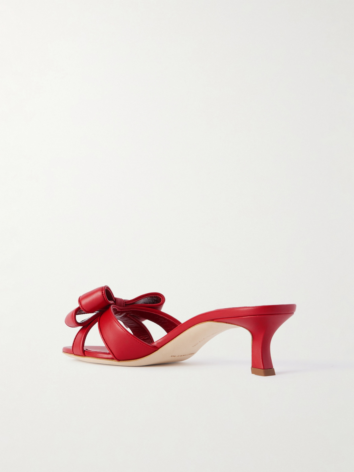 Manolo Blahnik Cafredda 50 Bow-embellished Leather Sandals In Red
