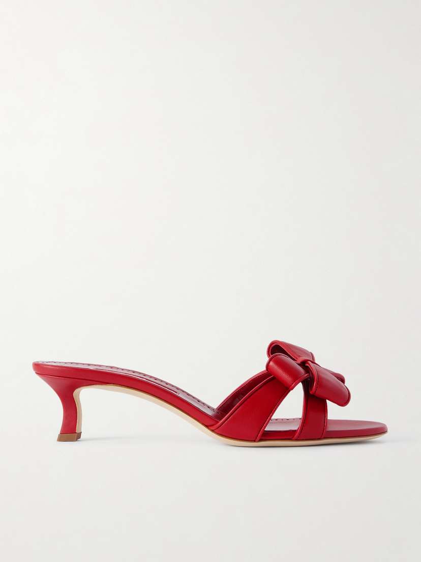 Manolo Blahnik Cafredda 50 Bow-embellished Leather Sandals