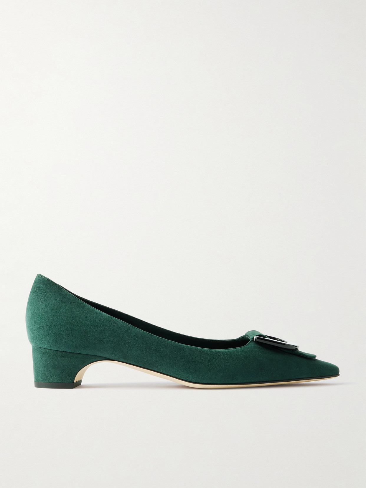 Manolo Blahnik Beti 30 Embellished Suede Pumps In Green