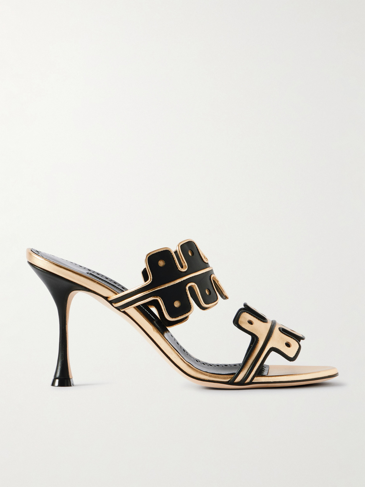 Manolo Blahnik Aplinanu 90 Two-tone Leather Sandals In Gold