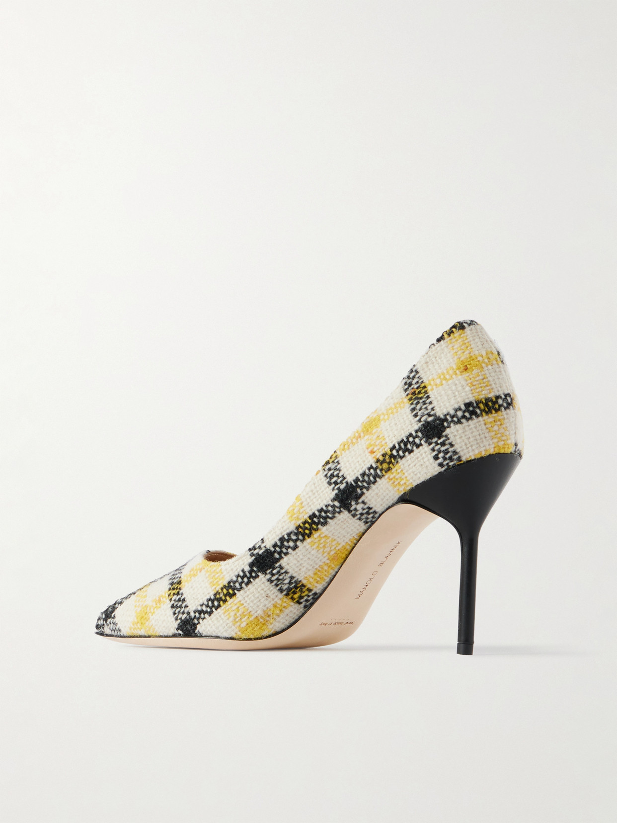 Manolo Blahnik Bb 90 Checked Tweed Pumps In Yellow