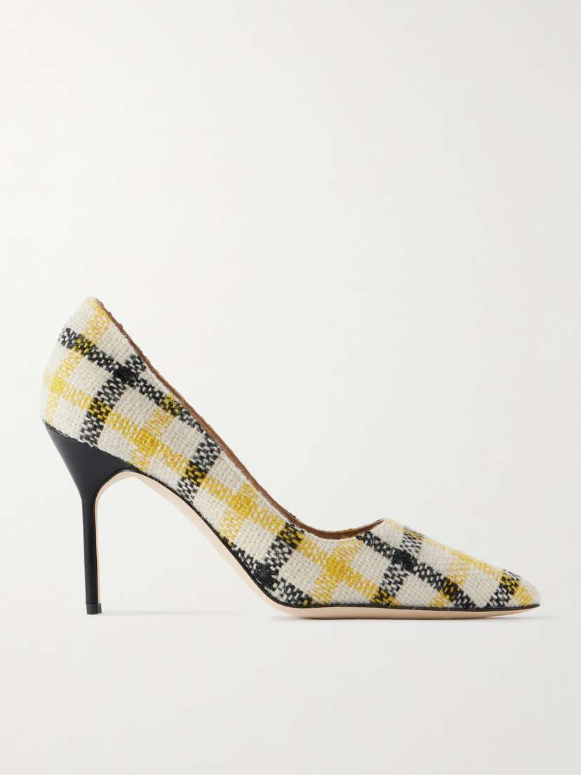 Manolo Blahnik Bb 90 Checked Tweed Pumps