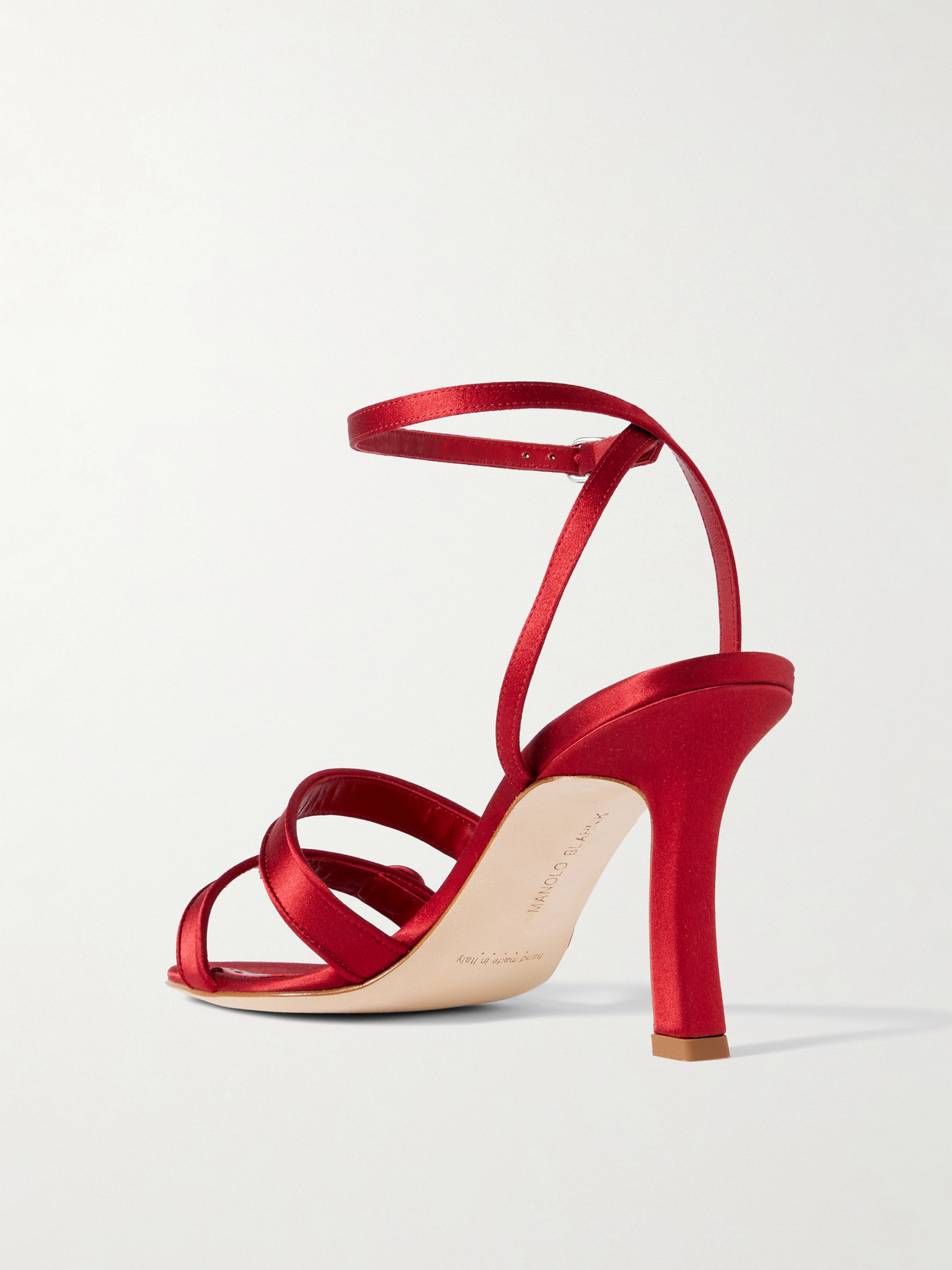Manolo Blahnik Neusita 90 Satin Sandals In Red