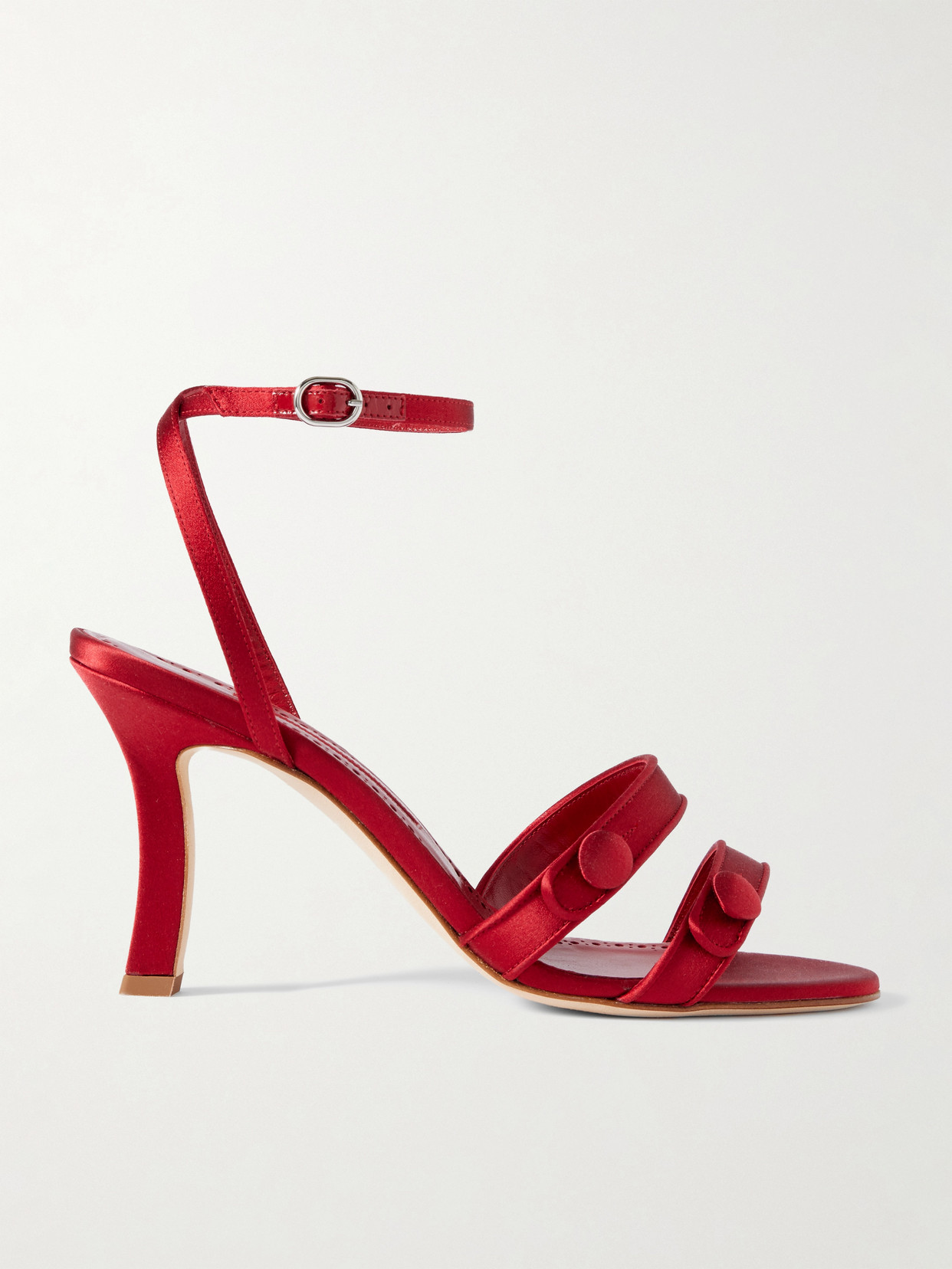 Manolo Blahnik Neusita 90 Satin Sandals In Red