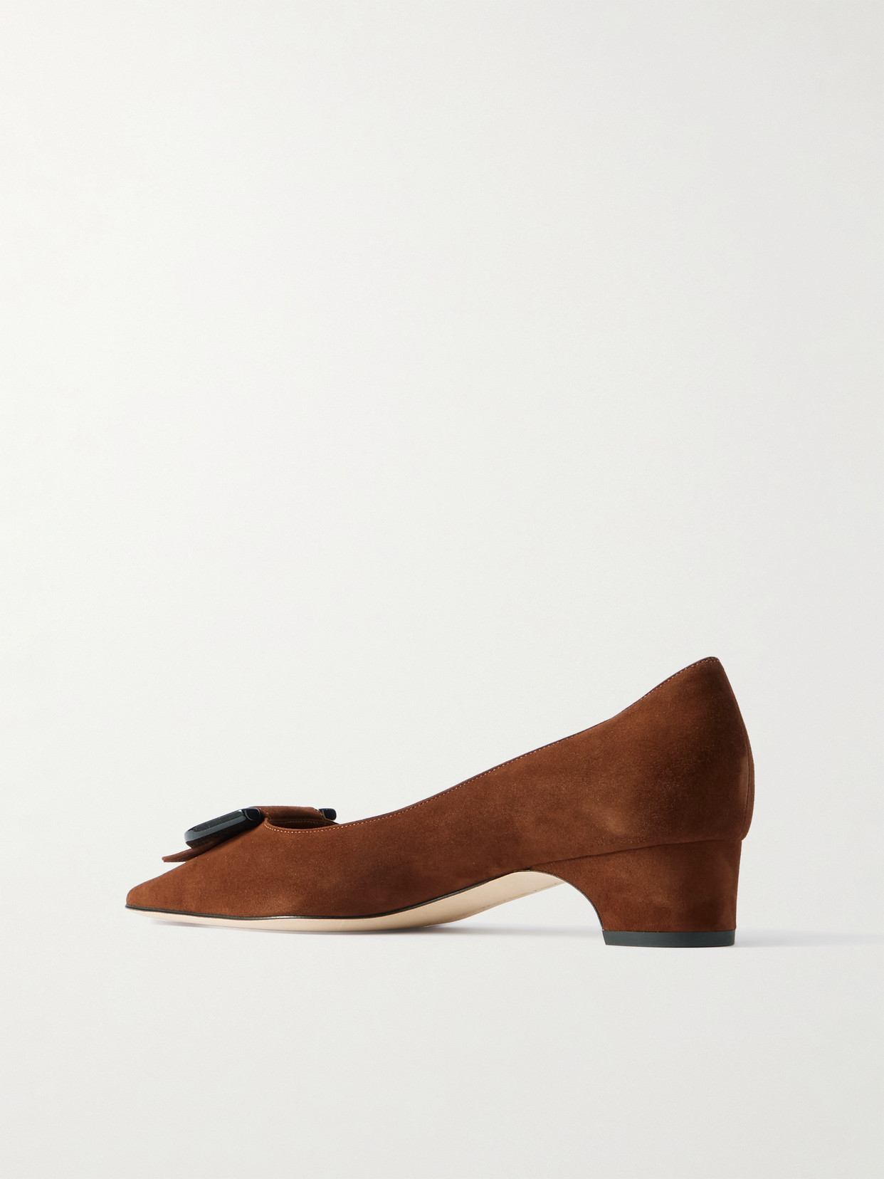 Manolo Blahnik Beti 30 Embellished Suede Pumps In Brown