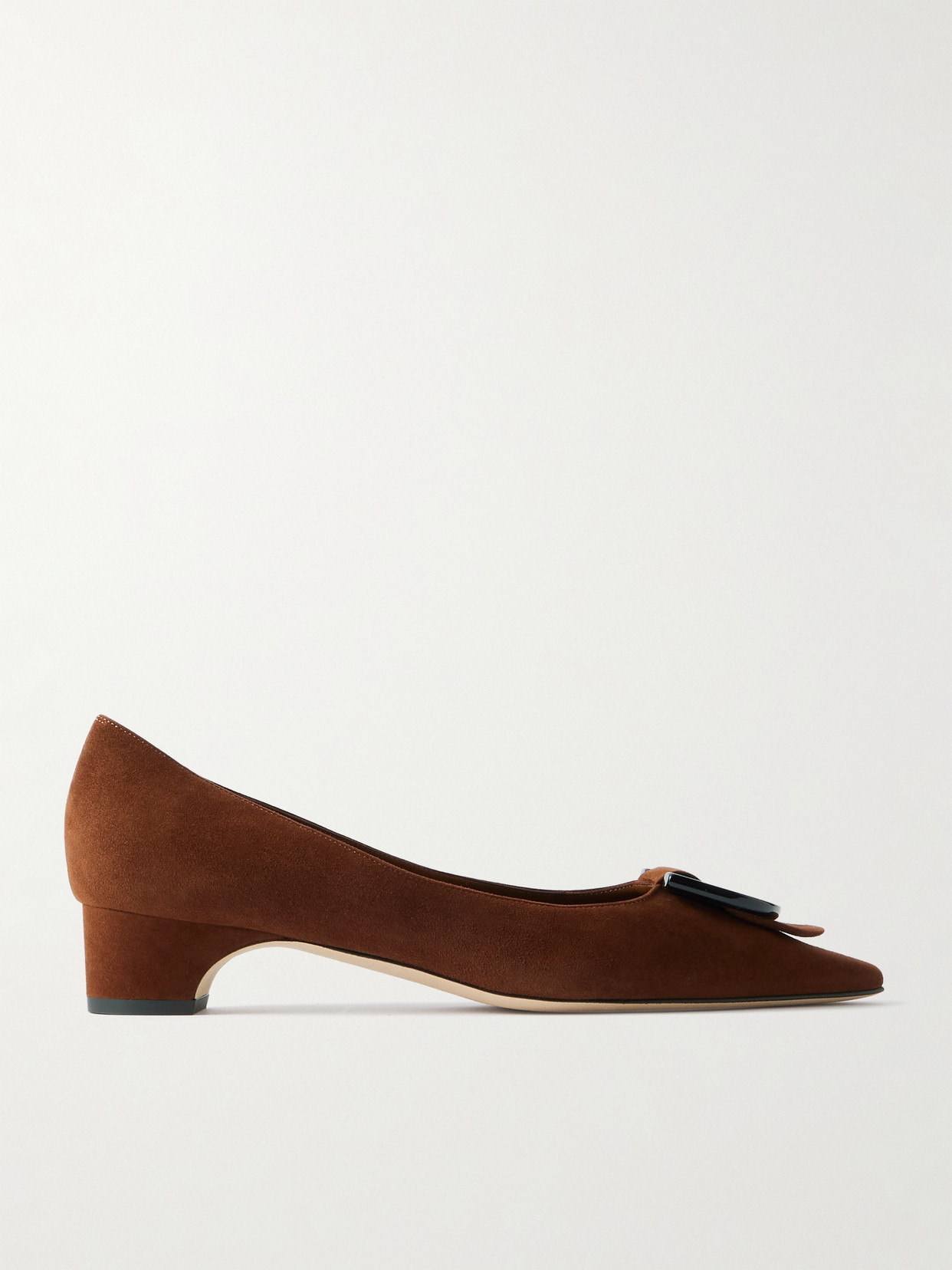 Manolo Blahnik Beti 30 Embellished Suede Pumps In Brown