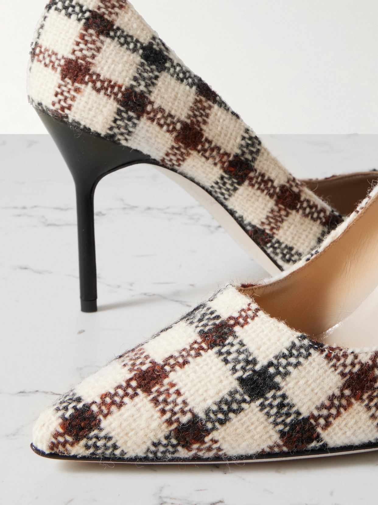 Manolo Blahnik Bb 90 Checked-tweed Leather Pumps In Multi
