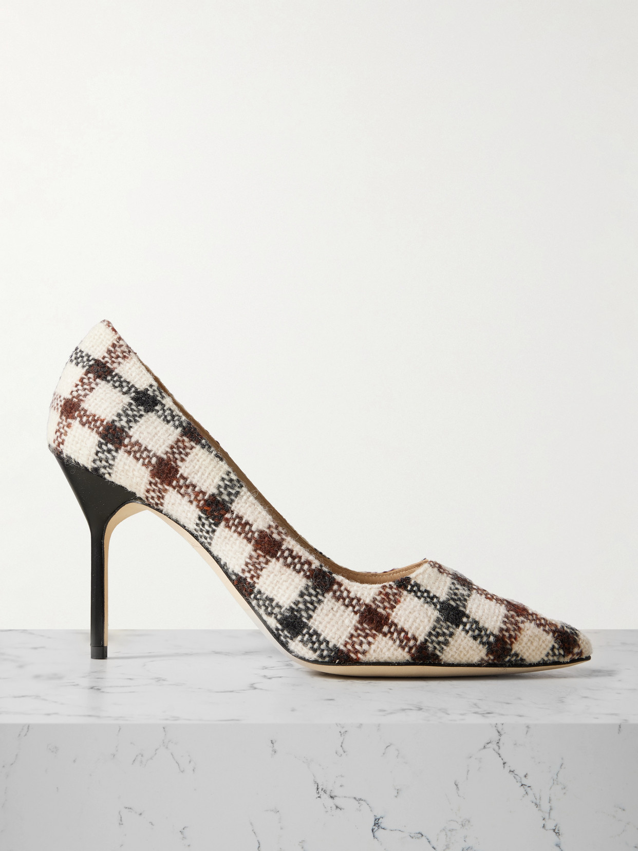 Manolo Blahnik Bb 90 Checked Tweed Pumps In Multi