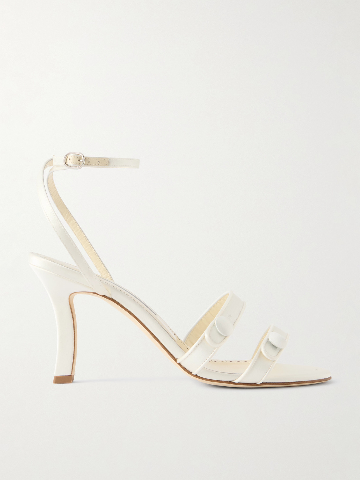 Manolo Blahnik Neusita 90 Satin Sandals In White