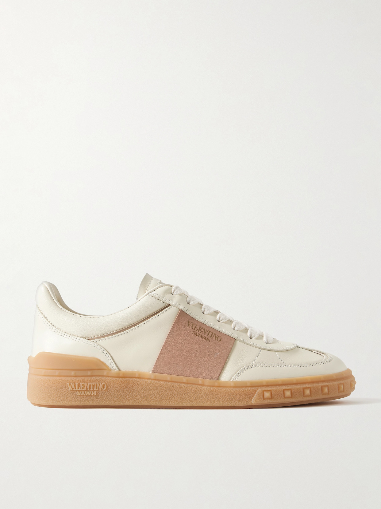 Shop Valentino Upvillage Two-tone Leather Sneakers In Ivory